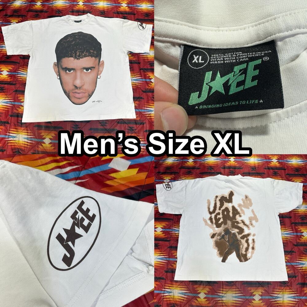 Bad Bunny Tee X Jaee Editz White T-Shirt Men’s Size XL Un Verano Sin Ti